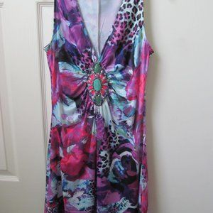 Venus V Neck Embellished Floral Dress Size Small